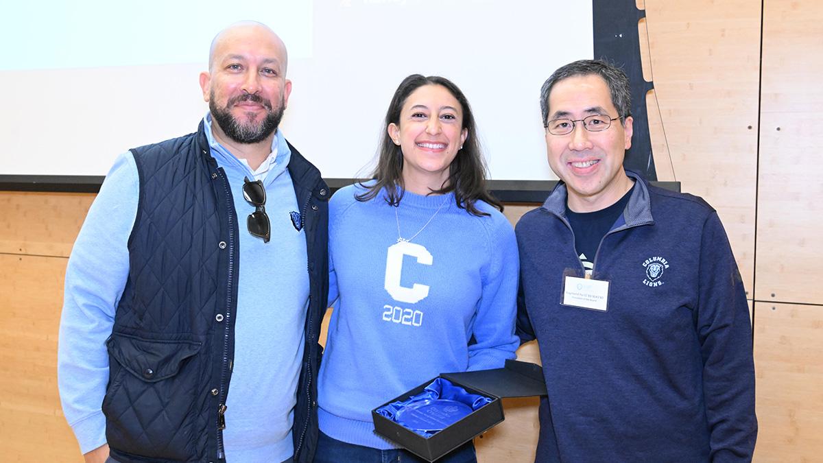 Dean Josef Sorett, Maryam Hassan CC'20 and Raymond Yu