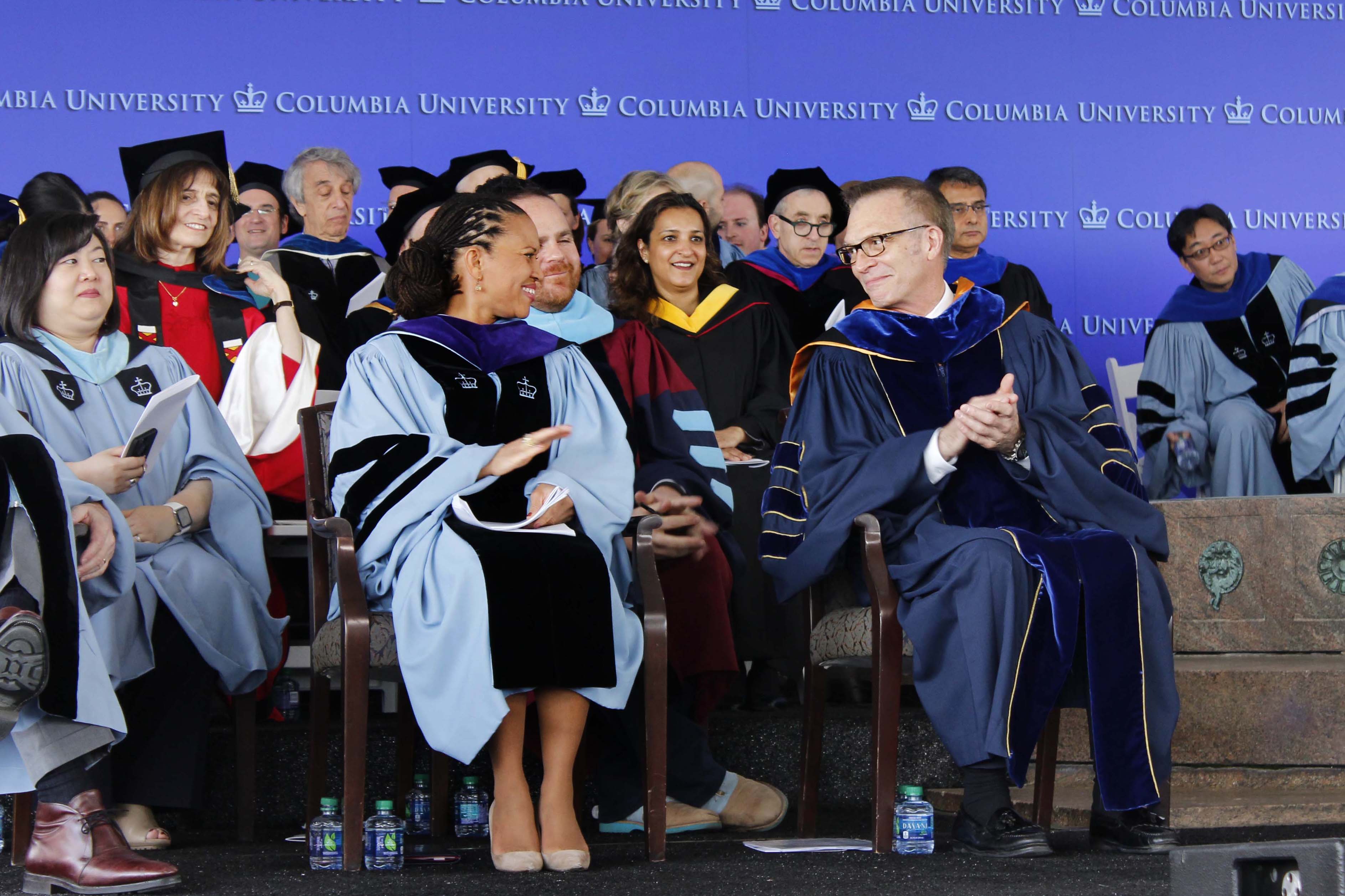 Sheena Wright CC'90, LAW'94 with Dean Valentini at 2017 Class Day