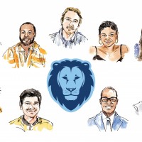 Stylized young alumni headshot grid
