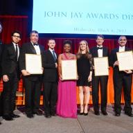 Four distinguished College alumni – Thomas Cornacchia ’85, Katori Hall ’03, Michael Schmidtberger ’82 and George Yancopoulos M.D., Ph.D. ’80 – were presented 2013 John Jay Awards for distinguished professional achievement. The awards were presented at the annual John Jay Awards Dinner by Dean James J. Valentini and current John Jay Scholars.