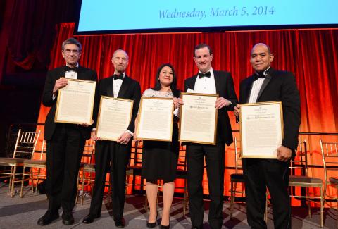 Five accomplished alumni were each presented with a 2014 John Jay Award for distinguished professional achievement at the annual John Jay Awards Dinner, held at Cipriani 42nd Street on March 5