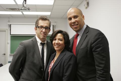 The Kenneth Cole [P'10; (far left)] Community Engagement Program brought Newark, N.J., Mayor Cory Booker (far right) to campus to empower Columbia students to get involved with their local communities. Ten College students were selected this year as Kenneth Cole Fellows.