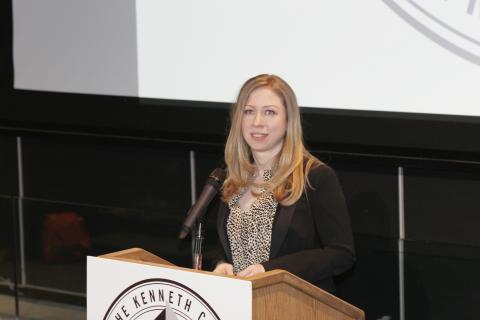 Chelsea Clinton PH'10, an adjunct assistant professor of health policy and management at the Mailman School of Public Health, spoke to students and scholars at the Kenneth Cole Community Engagement Program Spring Forum, encouraging students to consider their generation's commitment to action and their ability to effect real change. 