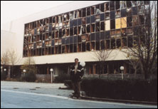 Ortiz in front of his office building