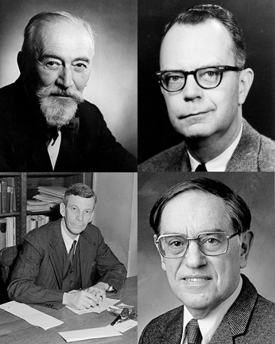 Moses Hadas, Herbert Deane '42, Donald Keene 
                      '42 and Mark Van Doren
