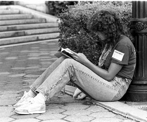 On break during orientation, August 1983.