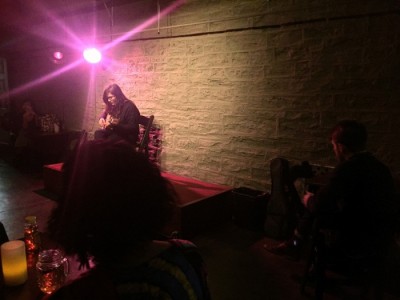 A performance by singer Eva Rubin at Postcrypt Coffeehouse in Fall 2015. Photo: Chloé Durkin CC’15 