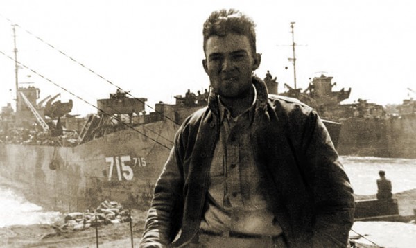 Greenberg pictured at Iwo Jima a few days after the U.S. invasion.