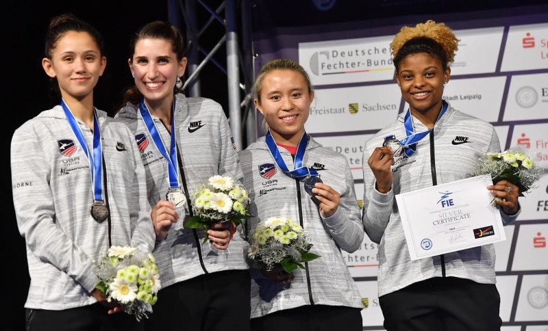 Lee Kiefer, Nicole Ross CC'13, Margaret Lu CC'17 and Nzingha Prescod CC'15