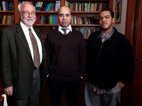 DDC founder Roger Lehecka CC ’67, GSAS ’74, Joseph Ayala CC '94 and current DDC student Jonathan Mangual. PHOTO: Bruce Gilbert