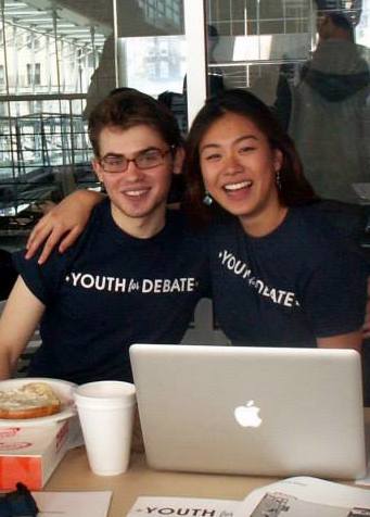 David Maloof CC ’17 and Eileen Wong CC ’17 at The Youth for Debate Annual Debate and Public Speaking Tournament on May 3, 2014, the capstone project for students to showcase their public speaking skills in competitive debates. Photo: Courtesy Grace Jamieson CC ’16