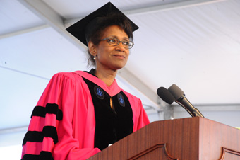 Dean Michele Moody-Adams speaks at Class Day