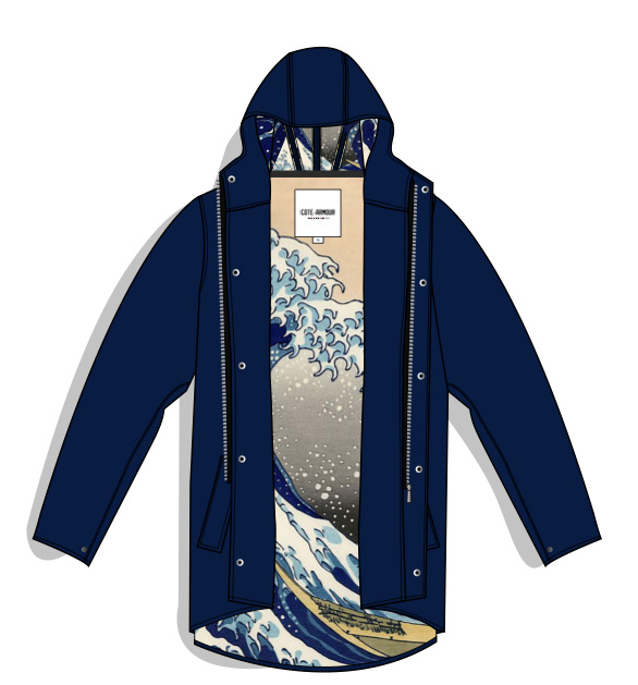 Academy Of's rain jacket, inspired by Katsushika Hokusai's "Great Wave off Kanagawa". Photo: Courtesy Shriya Samavai CC’15