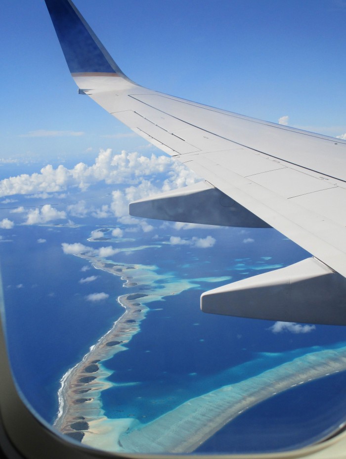 The Marshall Islands as seen from the airplane. Photo: Asha Banerjee CC’17