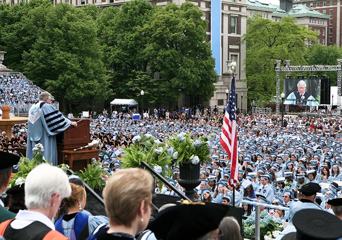 President Lee C. Bollinger speaks at University Commencement.