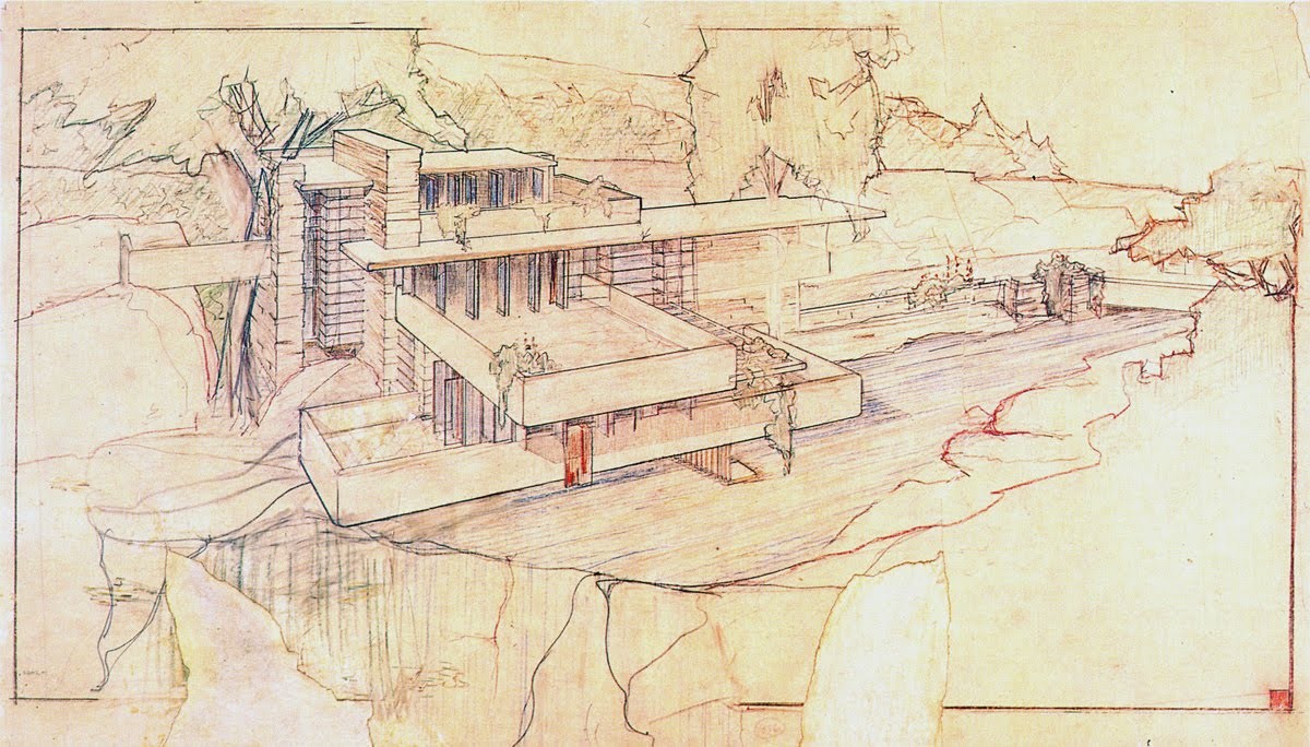 Frank Lloyd Wright's Fallingwater Sketch