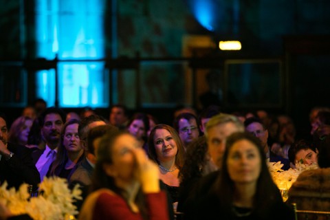 Rita Pietropinto watches on as her husband Tom Kitt delivers his speech