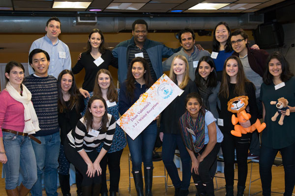 Ellie Deresiewicz CC'16 and Aneesha Baliga CC'16 with Dean Valentini