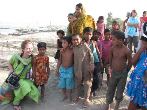 Students, including Fiona Kinniburgh ’13 (pictured above) spent 10 days in Bangladesh during Spring Break as part of the Sustainable Development course “Bangladesh: Life on a Tectonically Active Delta.” Photo: Michael Steckler