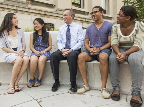 Dean Valentini and College Students. Photo: Leslie Jean-Bart ’76, ’77J