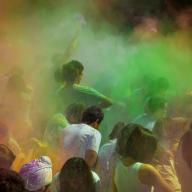 Members of the Columbia community celebrated the arrival of spring on campus and Holi, the Hindu festival of colours, with festivities on Ancel Plaza. Photo: Nate Johnson