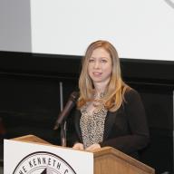 Chelsea Clinton PH'10, an adjunct assistant professor of health policy and management at the Mailman School of Public Health, spoke to students and scholars at the Kenneth Cole Community Engagement Program Spring Forum, encouraging students to consider their generation's commitment to action and their ability to effect real change. 