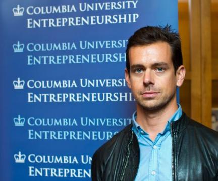 Students and alumni filled Roone Arledge Auditorium in Alfred Lerner Hall to hear Jack Dorsey, founder of Square and Twitter, speak about entrepreneurship.