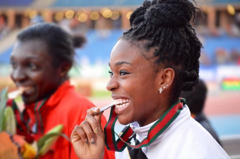 Nadia Eke ’15 won the triple jump at the indoor and outdoor Ivy League Heptagonal Championship meets on March 1 and May 11 respectively. She also won the Ivy League title in the long jump on March 1, during the indoor season, and finished sixth in the triple jump at the NCAA Indoor Track and Field Championships, earning First Team All-America honors, on March 15. Photo: Courtesy Columbia University Athletics