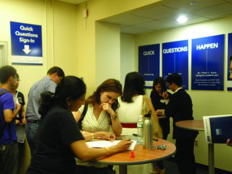 Students met with career counselors during Quick Questions, part of the Center for Career Education's second annual Open House. CCE's open houses provide an opportunity for students to learn about CCE's services and programs. Photo: Katie Taflan