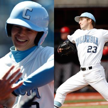 Will Savage ’15 and David Speer ’14, both members of Columbia Baseball, were named Ivy League Rookie of the Year and Ivy League Pitcher of the Year, respectively. Savage and Speer were joined by David Vandercook ’15 on the All-Ivy League first team. Photo: Courtesy Columbia University Athletics
