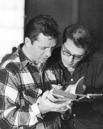 Beat legends Jack Kerouac ’44 (left) and   Allen Ginsberg ’48 read a book together in   1959, the year in which author Fred Kaplan   contends “everything changed.” photo: john cohen/getty images