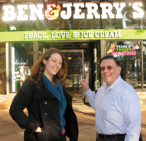 After touring the University of Vermont, Deborah Sachare and her dad visited the Ben & Jerry’s flagship store in Burlington. Photo: Lori Sachare