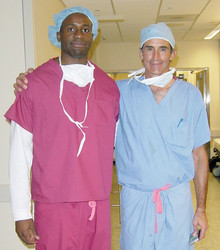 Ben Nwachukwu &rsquo;08 (left) shadowed Dr. David Altcheck &rsquo;78 last summer as part of the Steamboat Foundation's prestigious Steamboat Scholar program. PHOTO: SHAHREEN HOSSAIN &rsquo;07 Barnard