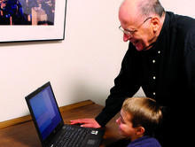 Lew Robins ’53 invented a program that teaches struggling children to read. photo: joan brady