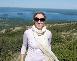 Nina Willdorf ’99, seen here in Maine’s Mount Desert Island/Acacia National Park, says she wants to “keep learning and growing” in her professional life.