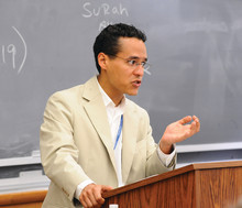 Roosevelt Montás ’95, the new associate dean for the Core Curriculum, plans to introduce events that will address Core themes in a contemporary context. Photo: Eileen Barroso