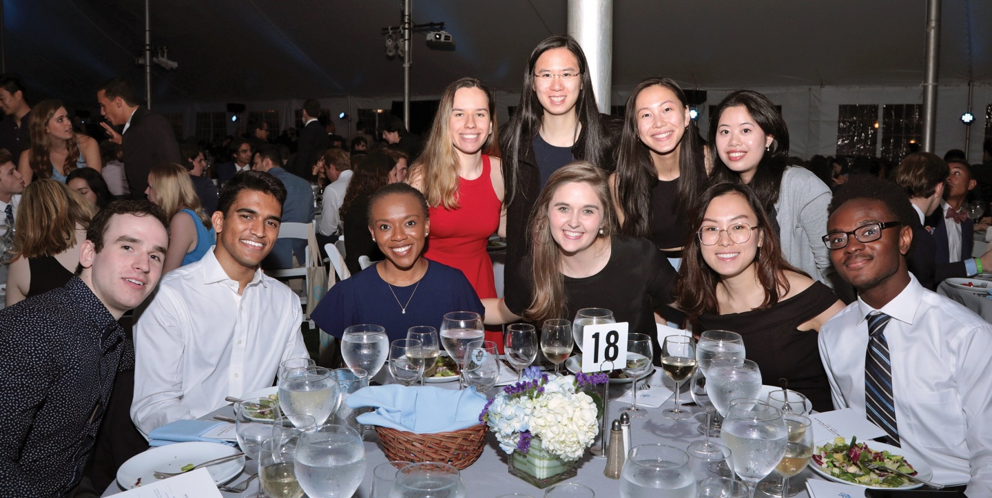 10 people at a table at the Senior Dinner.