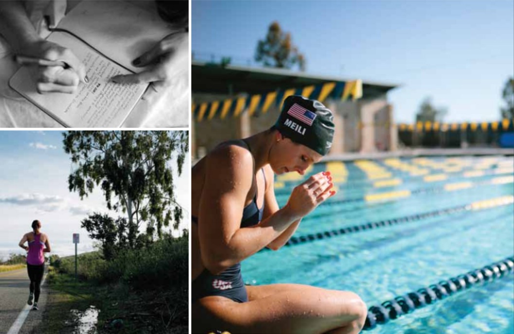 Three photos of Katie Meili ’13