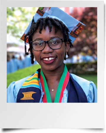 A woman in a Columbia cap and gown