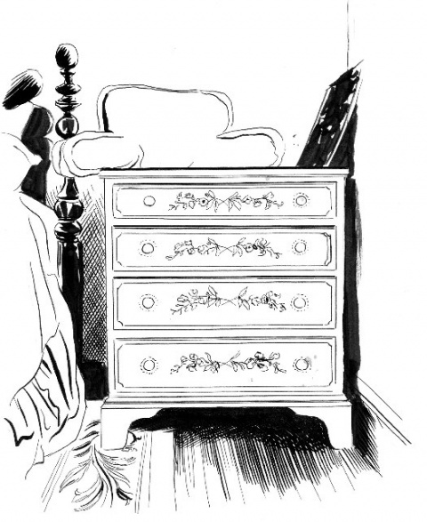 line drawing of a dresser