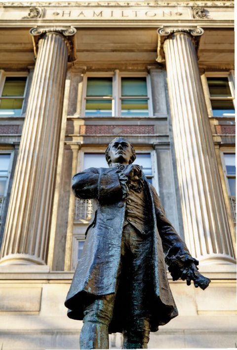 The statue in front of Hamilton Hall