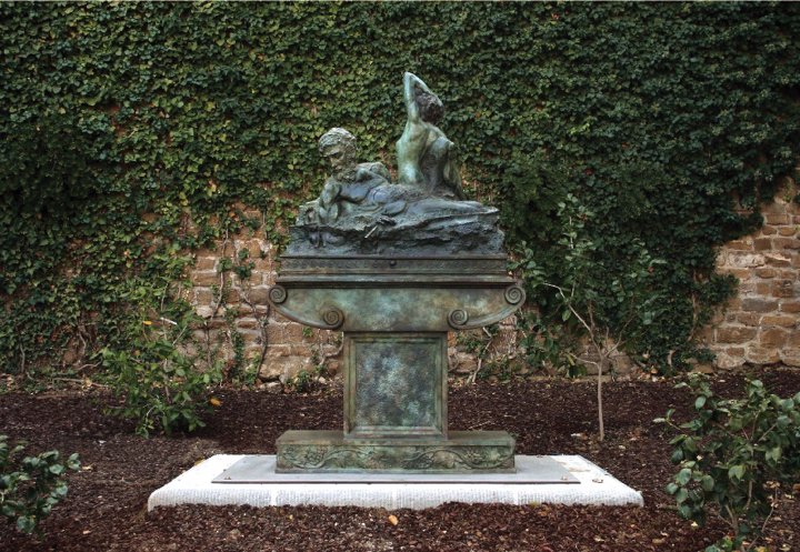 A sculpture in a garden