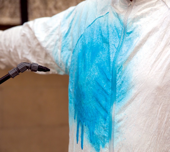 A bright blue stain on a white shirt