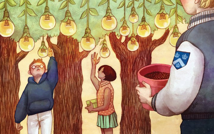 Illustration of a tree where lightbulbs are growing