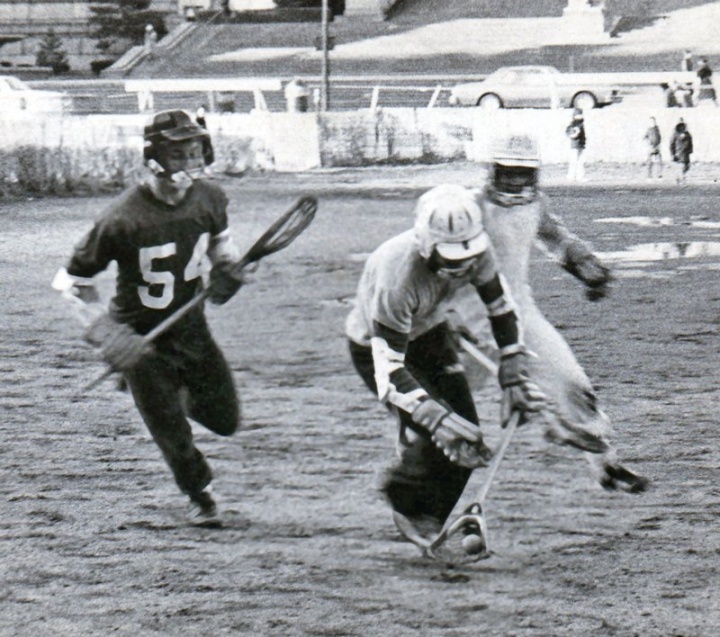 Practicing on South Field in spring 1980