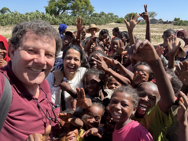 with kids in village - madagascar