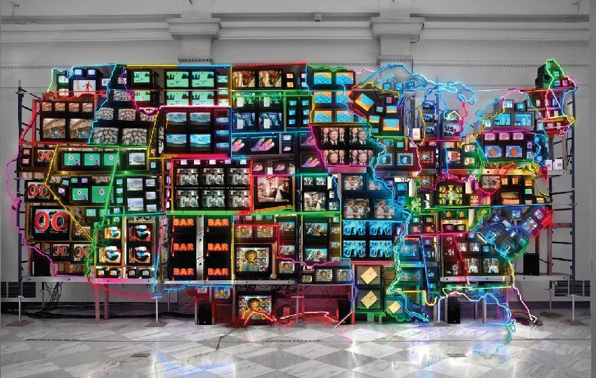 Image of artwork called Electronic Superhighway by Nam June Paik