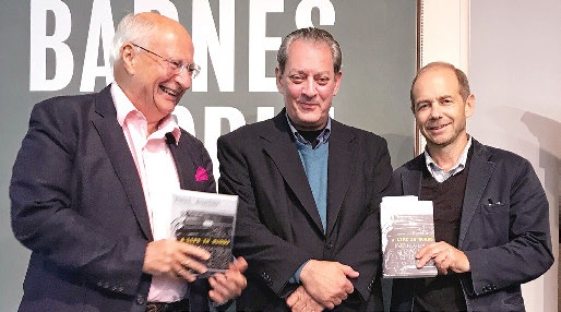 Photo of Michael Wood, Paul Auster ’69 and Dan Simon ’79