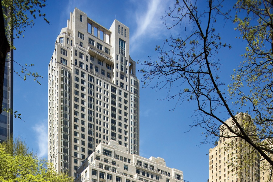 Buildings against a blue sky