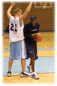 Jones with a student